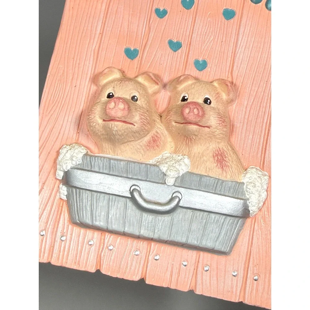 Vintage 1987 Scioto Ceramic Pig Wall Plaque I Love Country Farmhouse Decor Pink